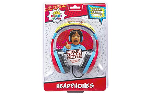 Ryans World Kids Headphones, Adjustable Headband, Stereo Sound, 3.5Mm Jack, Wired Headphones for Kids, Tangle-Free, Volume Control, Foldable, Childrens Headphones Over Ear for School Home, Travel