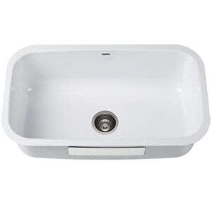 kraus keu-14white pintura 16 gauge undermount single bowl enameled stainless steel kitchen sink, 31 1/2-inch, white
