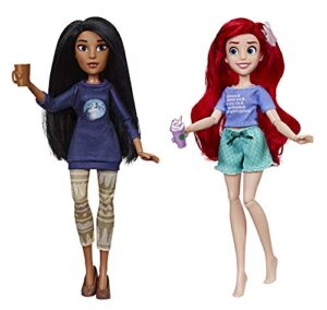 disney princess ralph breaks the internet movie dolls, ariel and pocahontas dolls with comfy clothes and accessories