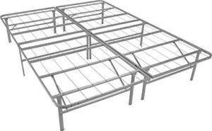 glenwillow ez-fold premium platform bed base in silver, fits california king mattress, foldable, replaces box spring and bed frame, room for storage underneath, no tools required