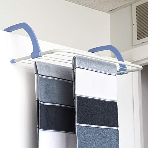 Home Basics, Fre Laundry Rack-Lightweight & Heavy-Duty Door Hanger Rod for Indoor Air Drying and Hanging, Towels, Coat, Lingerie, Freshly Ironed Clothes, Hosiery, White