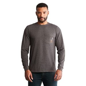 timberland pro mens base plate blended long-sleeve t-shirt work utility t shirt, dark charcoal heather, xx-large us