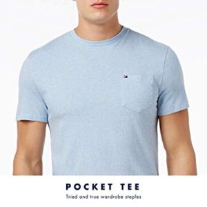 Tommy Hilfiger Men's Short Sleeve Crewneck T Shirt with Pocket, Navy Blazer, Small