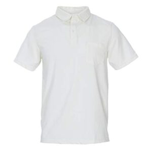 kickee menswear solid short sleeve performance jersey polo in natural, l