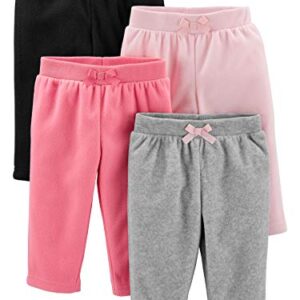 Simple Joys by Carter's Baby Girls' Fleece Pants, Pack of 4, Pink/Black/Grey Heather, 6-9 Months