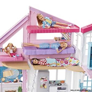 Barbie Doll House Playset, Malibu House with 25+ Themed Furniture & Accessories, 6 Rooms Including 2-In-1 Transformations