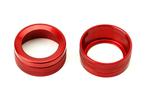 iJDMTOY 2pc Red Sports Aluminum AC Climate Control and Radio Volume Knob Ring Covers Compatible With Porsche 2014-up Macan, 2011-2018 Cayenne, 2010-2016 Panamera, 2012-2019 911