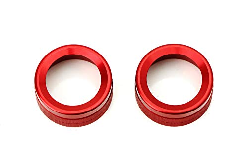 iJDMTOY 2pc Red Sports Aluminum AC Climate Control and Radio Volume Knob Ring Covers Compatible With Porsche 2014-up Macan, 2011-2018 Cayenne, 2010-2016 Panamera, 2012-2019 911