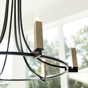 quorum 696-6-69 transitional six light chandelier from olympus collection in black finish,