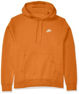 nike men's sportswear club pullover hoodie, soft hoodie for men with kangaroo pocket, kumquat/kumquat/white, x-large