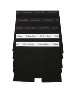 calvin klein men's cotton classics 5-pack boxer brief, 3 black bodies w/black wb, 2 black bodies w/white wb, large
