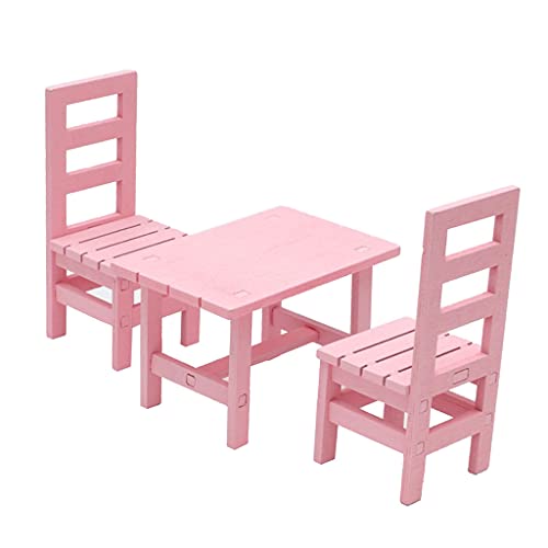 SM SunniMix 1/6 Doll Furniture, Wooden Square Chairs 3pcs/Set, Dollhouse Dining Room Living Room Decor, 12inch Doll Furnishings Model Toy, Pink