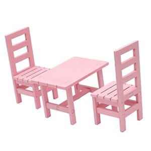 SM SunniMix 1/6 Doll Furniture, Wooden Square Chairs 3pcs/Set, Dollhouse Dining Room Living Room Decor, 12inch Doll Furnishings Model Toy, Pink