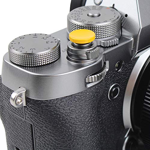 Foto&Tech Soft Shutter Release Button Compatible with Fuji Fujifilm X-T5 X-T4 X-T3 X-T30 X-T30 II X-T20 X-PRO3 X100V X100F X-E4 X-E3 Sony RX1R II RX10 IV III Leica M10 M9 Nikon Df F3 (2 Pcs, Yellow)