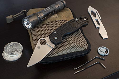 Spyderco Para 3 Lightweight Signature Folding Utility Pocket Knife with 2.92" Stainless Steel Blade and FRN Handle - Everyday Carry - PlainEdge - C223PBK