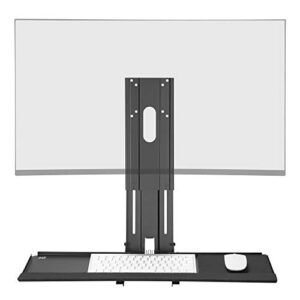 avlt single 17”-27” monitor steel keyboard wall mount with large 25.7” height adjustable keyboard tray - computer wall mount workstation vesa 75 100 – soft wrist rest and mouse pad