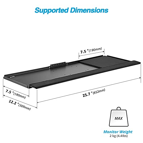 AVLT Single 17”-27” Monitor Steel Keyboard Wall Mount with Large 25.7” Height Adjustable Keyboard Tray - Computer Wall Mount Workstation VESA 75 100 – Soft Wrist Rest and Mouse Pad