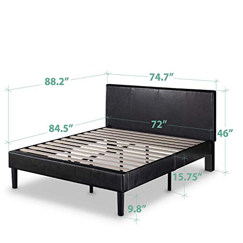 Zinus Gerard Faux Leather Upholstered Platform Bed Frame / Mattress Foundation / Wood Slat Support / No Box Spring Needed / Easy Assembly, California King