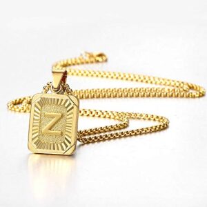 Trendsmax Initial Letter Pendant Necklace for Mens Womens Gold Plated Letter J Pendant Necklace Stainless Steel Box Link Chain 22inch