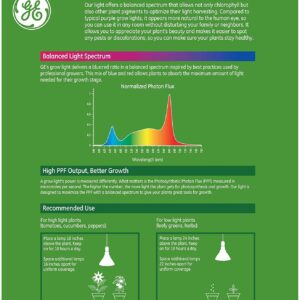 GE Lighting Grow Light for Plants, LED Light Bulb For Seeds and Greens with Balanced Light Spectrum, PAR38 Flood Light Bulb