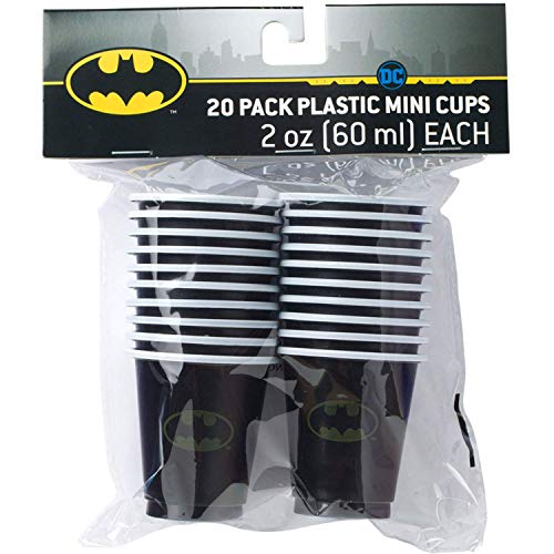 Silver Buffalo DC Comics Batman 20 Pack Disposable Mini Plastic Party Drinking Cups, 2 Ounces