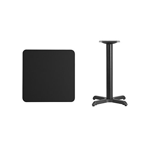 EMMA + OLIVER 24" Square Black Laminate Table Top with 22"x22" Table Height Base