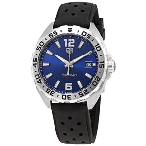 tag heuer formula 1 blue dial steel men's watch with black rubber strap waz1118.ft8023