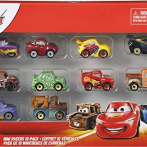 Disney Car Toys Mini Racers Set of 10 Mini Die-Cast Toy Cars, Derby Racers Series, Collectible Vehicles