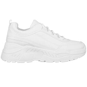 ILLUDE Women's Platform Lace up Sneaker Lightweight Casual Everyday Walking Fashion Sneakers Shoes (7, White)