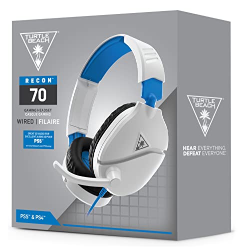 Turtle Beach Recon 70 PlayStation Gaming Headset for PS5, PS4, Xbox Series X/ S, Xbox One, Nintendo Switch, Mobile, & PC with 3.5mm - Flip-to-Mute Mic, 40mm Speakers, 3D Audio – White