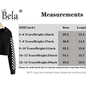 Imily Bela Kids Crop Tops Girls Hoodies Cute Plaid Long Sleeve Fashion Sweatshirts Black