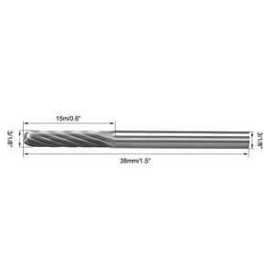 uxcell Tungsten Carbide Rotary Files 1/8" Shank, Single Cut Cylindrical Radius End Rotary Burrs Tool 3mm Dia, for Die Grinder Drill Bit Alloy Steel Hard Metal Carving Polishing, 2pcs