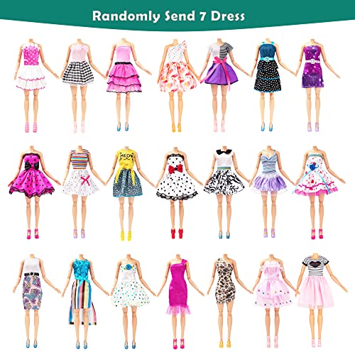 Doll Clothes and Accessories 2023 - 20 Fashion Cute in Set for Dolls, 10 Sets Fashion Outfit Include 5 Dresses, 5 Top 5 Pants and 10 Different Stylish Shoes