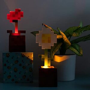 Minecraft Daisy and Poppy Flower Pot Mood Lights, Set of 2 | Nightstand Table Lamp with LED Light for Bedroom, Desk, Living Room | Home Decor Room Essentials | Video Game Gifts And Collectibles