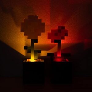 Minecraft Daisy and Poppy Flower Pot Mood Lights, Set of 2 | Nightstand Table Lamp with LED Light for Bedroom, Desk, Living Room | Home Decor Room Essentials | Video Game Gifts And Collectibles