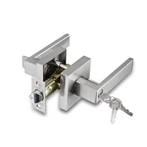 newbang keyed entry lever lock for exterior door and front door heavy duty lever door lock handle satin nickel finish