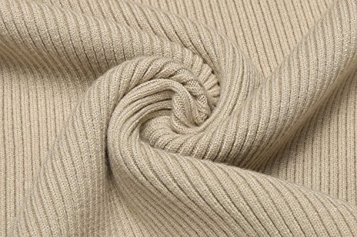 COOFANDY Mens Ribbed Slim Fit Knitted Pullover Turtleneck Sweater Khaki