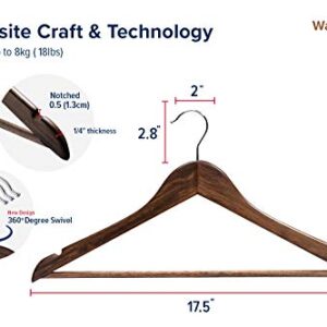 HOUSE DAY Premium Wooden Hangers High Grade Coat Hangers Wood Clothes Hangers Smooth Finish Wood Hangers for Closet Heavy Duty Hangers Suit Hangers for Clothes, Walnut, Jacket, Shirt, Tank Top, Dress