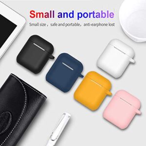 SATLITOG AirPods Case Cover with Secure Lock Keychain, Protective Silicone Cover Compatible with Apple AirPods 2nd & 1st Charging Case - Dark Blue