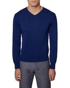 hickey freeman men's long sleeve v neck sweater, indigo, large