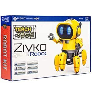 Elenco Teach Tech “Zivko The Robot”, Interactive A/I Capable Robot with Infrared Sensor, STEM Learning Toys for Kids 10+, includes Assembly Parts