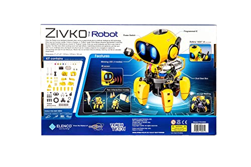 Elenco Teach Tech “Zivko The Robot”, Interactive A/I Capable Robot with Infrared Sensor, STEM Learning Toys for Kids 10+, includes Assembly Parts