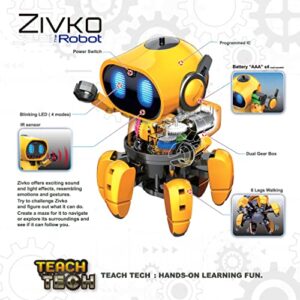 Elenco Teach Tech “Zivko The Robot”, Interactive A/I Capable Robot with Infrared Sensor, STEM Learning Toys for Kids 10+, includes Assembly Parts