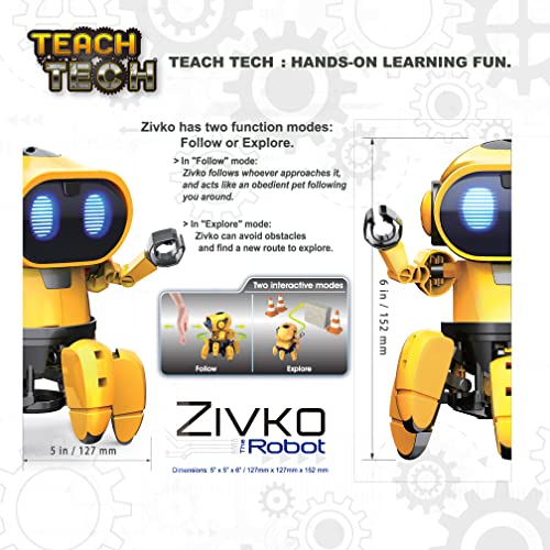 Elenco Teach Tech “Zivko The Robot”, Interactive A/I Capable Robot with Infrared Sensor, STEM Learning Toys for Kids 10+, includes Assembly Parts