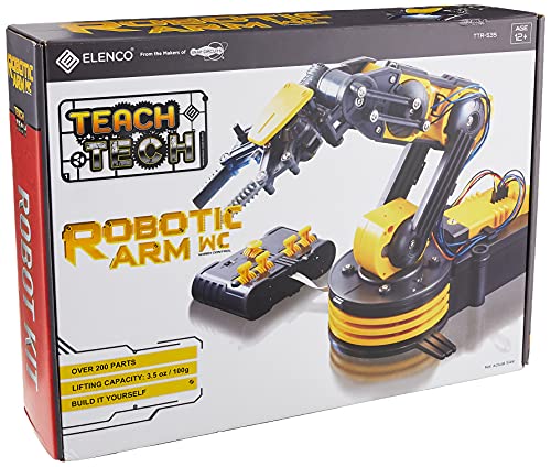 Elenco Teach Tech “Robotic Arm Wire Controlled”, Robotic Arm Kit, STEM Building Toys for Kids 12+