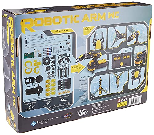 Elenco Teach Tech “Robotic Arm Wire Controlled”, Robotic Arm Kit, STEM Building Toys for Kids 12+