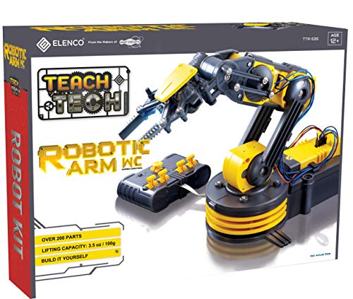 Elenco Teach Tech “Robotic Arm Wire Controlled”, Robotic Arm Kit, STEM Building Toys for Kids 12+