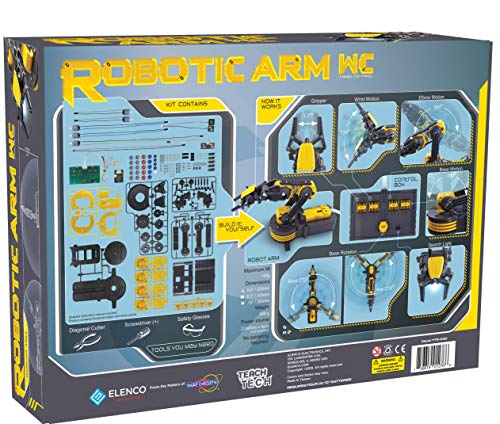 Elenco Teach Tech “Robotic Arm Wire Controlled”, Robotic Arm Kit, STEM Building Toys for Kids 12+