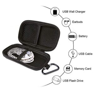 Portable Hard EVA Case, Hootek Protective Hard Shell Travel Carrying Case Bag with Dual Zipper and Metal Carabiner for MP3 Players, USB Cable, Earphones, Memory Cards, U Disk, Lens Filter, Keys, Coins