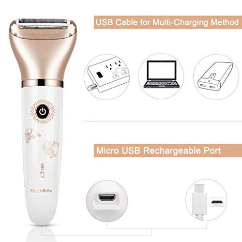 Electric Razor for Women - Painless 2-in-1 Women Shaver Hair Remover for Face, Legs and Underarm, Portable Waterproof Bikini Trimmer Wet and Dry Cordless Lady Hair Removal - Micro USB Recharge